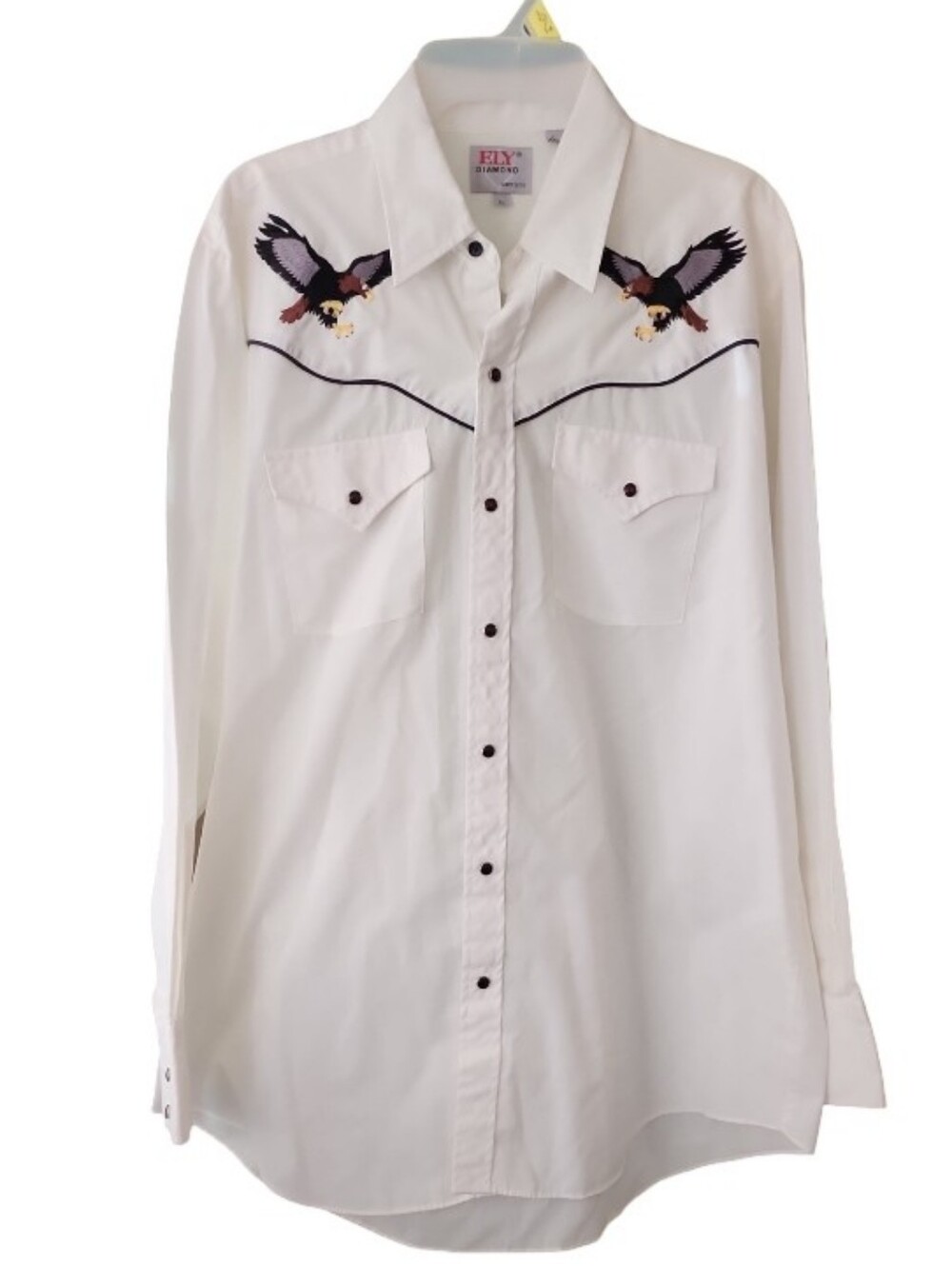 Vintage ELY Diamond Eagles Embroidered Western Pearl Snap Shirt Men's Large